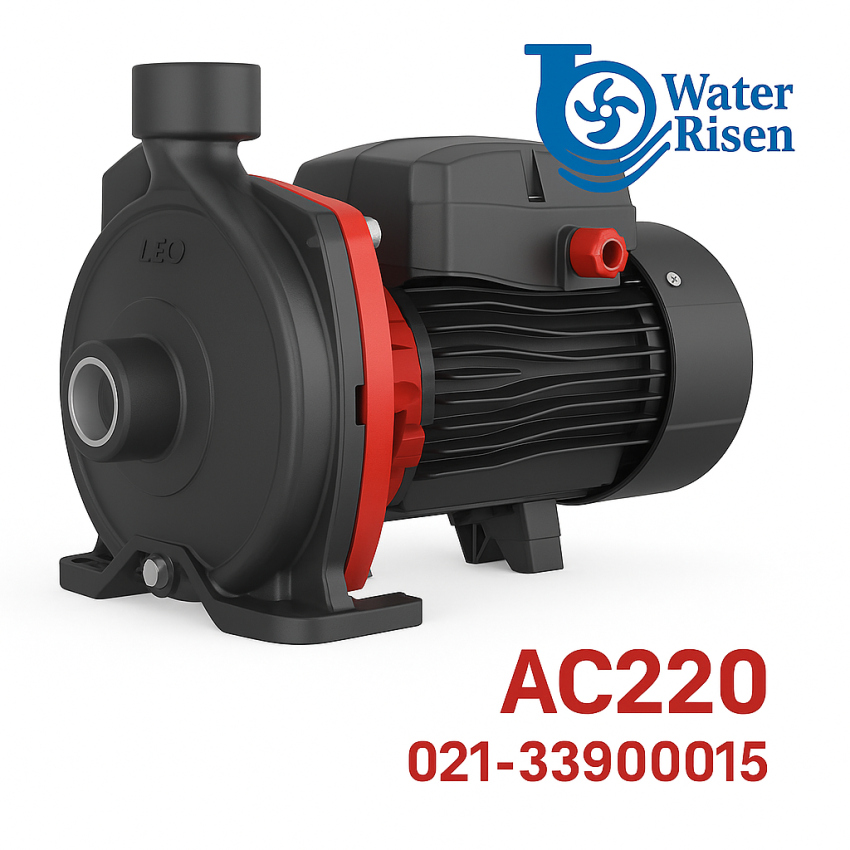 پمپ سانتریفیوژ دو پروانه لیو مدل AC220 | سه‌فاز | توان ۳ اسب بخار (۲.۲ کیلووات) | هد ۶۳ متر | مناسب مصارف خانگی، صنعتی و کشاورزی