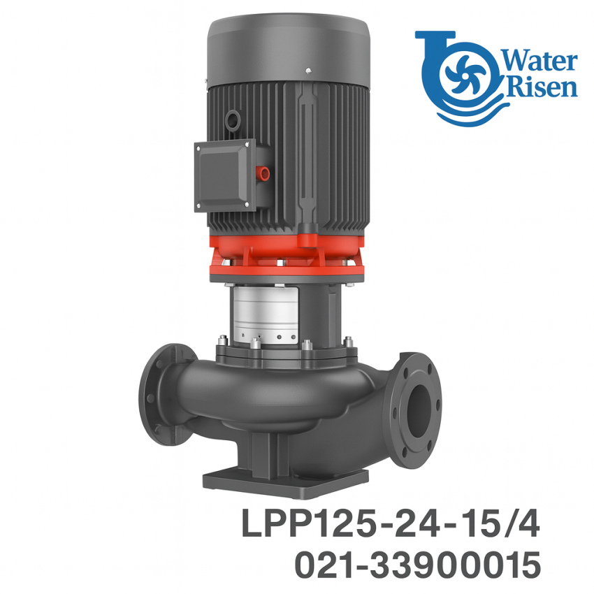 پمپ سیرکولاتور خطی لیو مدل LPP125-24-15/4 سه‌فاز | دهانه ۵ اینچ | توان ۲۰ اسب بخار | مناسب سیستم‌های گرمایش، سرمایش و تهویه صنعتی