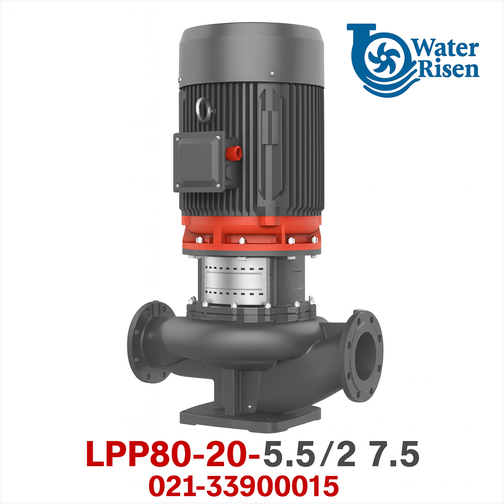 پمپ سیرکولاتور خطی لیو مدل LPP80-20-5.5/2 سه‌فاز | دهانه ۳ اینچ | توان ۷.۵ اسب بخار | مخصوص سیستم‌های سرمایش و گرمایش مرکزی